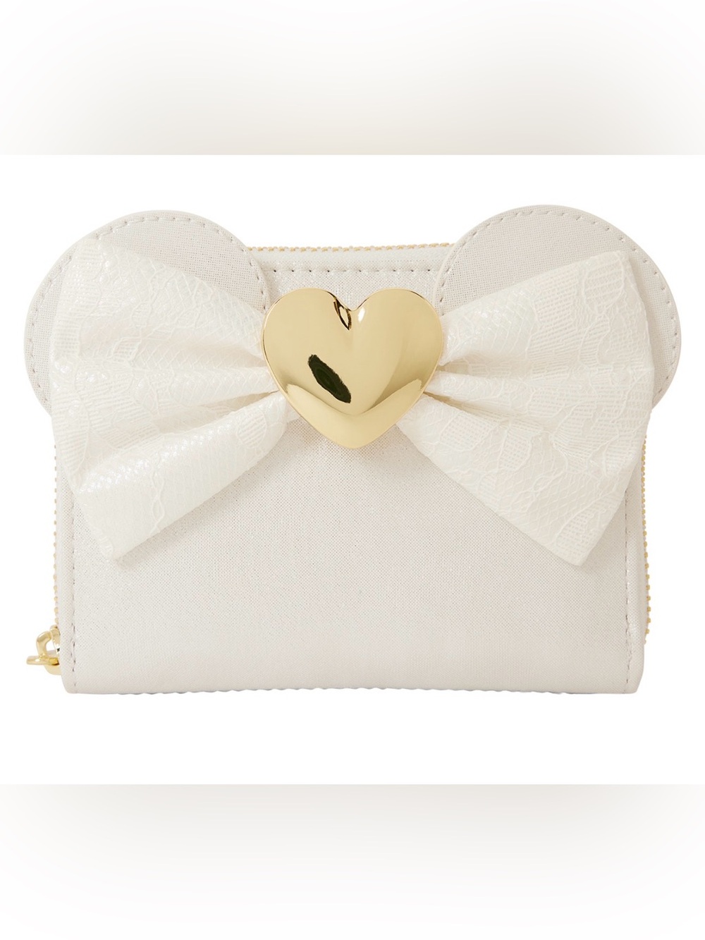 Disney Loungefly Minnie Mouse Iridescent Lace Wedding Zip Around Wallet